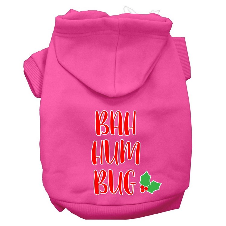 Bah Humbug Screen Print Dog Hoodie Bright Pink XS